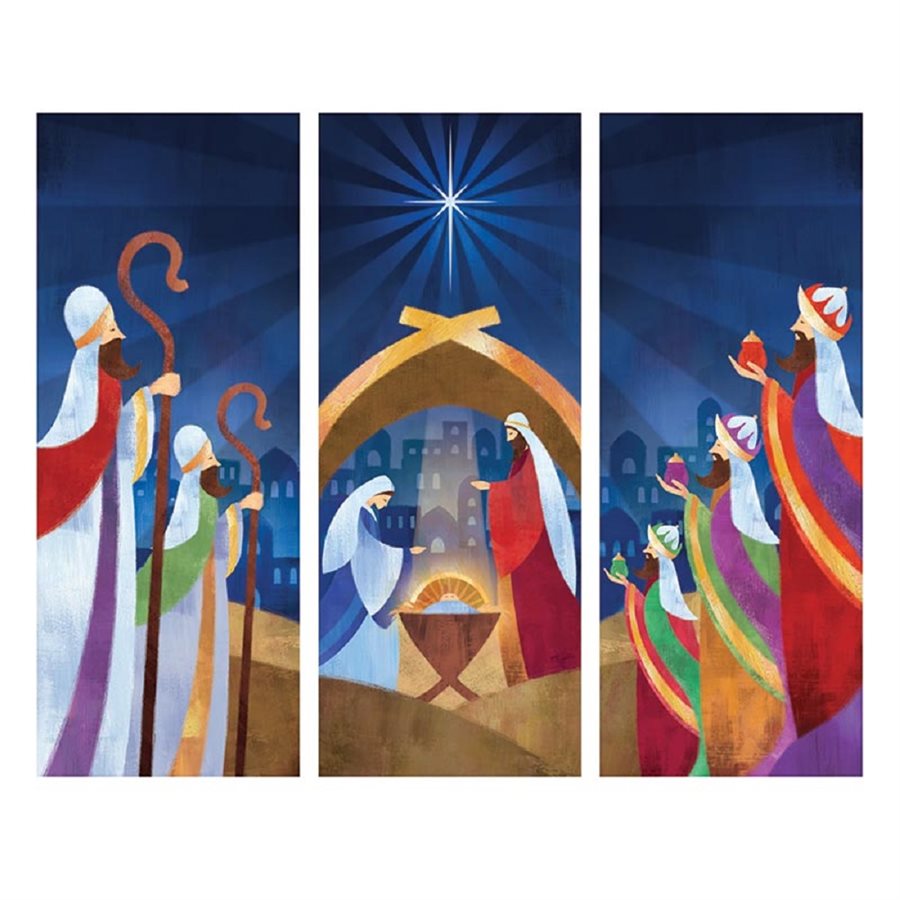 Let us Adore Him Nativity X-Stand Banner Set - Set of 3