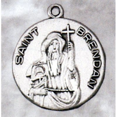 St. Brendan Sterling Silver Medal, 3 / 4'' (1.9 cm)