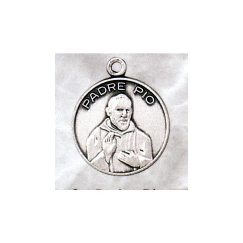 Padre Pio Sterling Silver Medal, 3 / 4'' (1.9 cm)