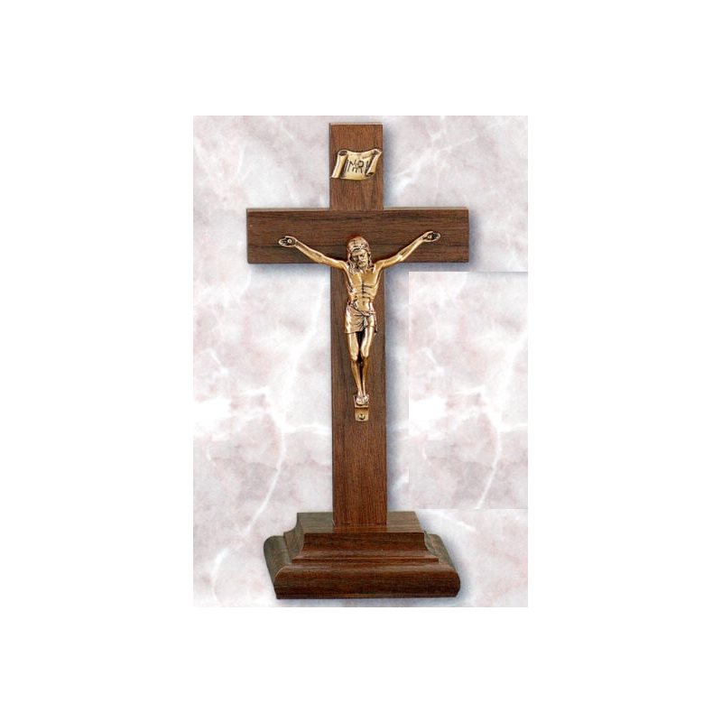 Crucifix d'autel 9'' noyer