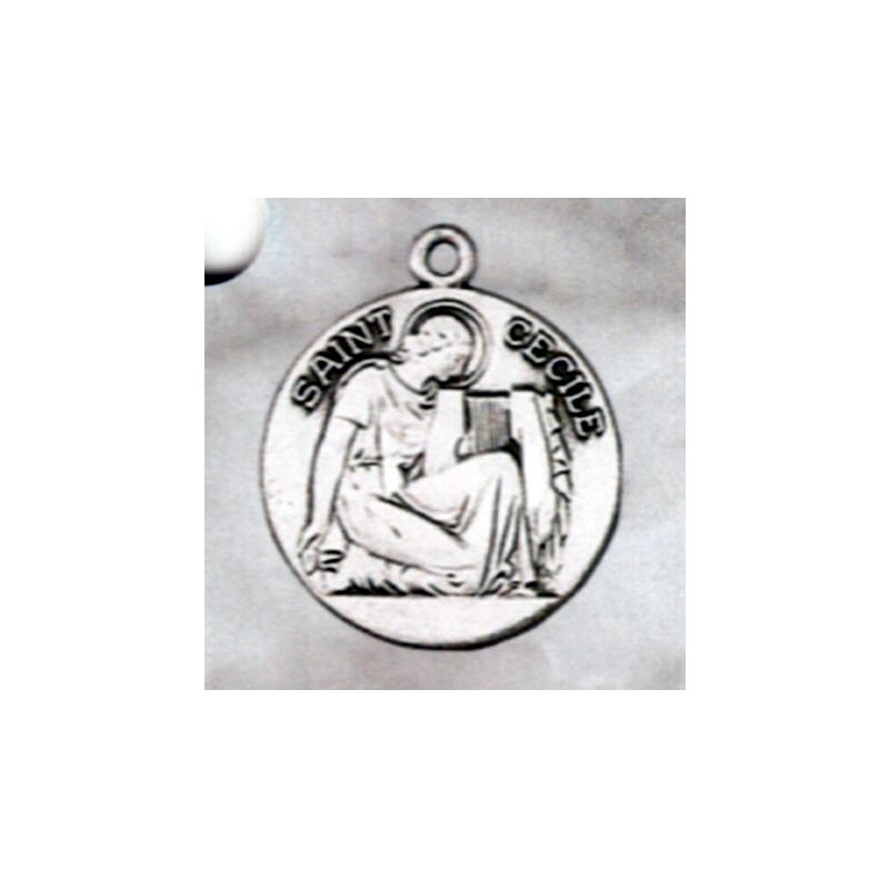 Médaille Sainte Cécile 3 / 4" (1.9 cm) en argent sterling