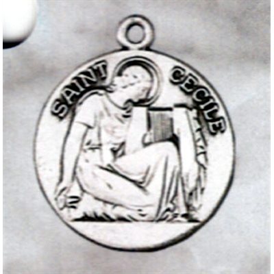 Médaille Sainte Cécile 3 / 4" (1.9 cm) en argent sterling