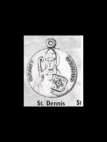 St. Dennis Medal and Chain, Ster. Silver 925, 1" (2.5cm) Dia