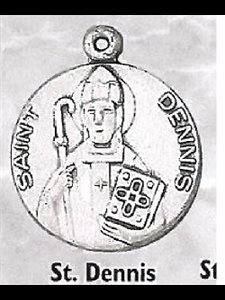 Pendentif médaille Saint Denis en argent 925, 1" (2.5cm) Dia