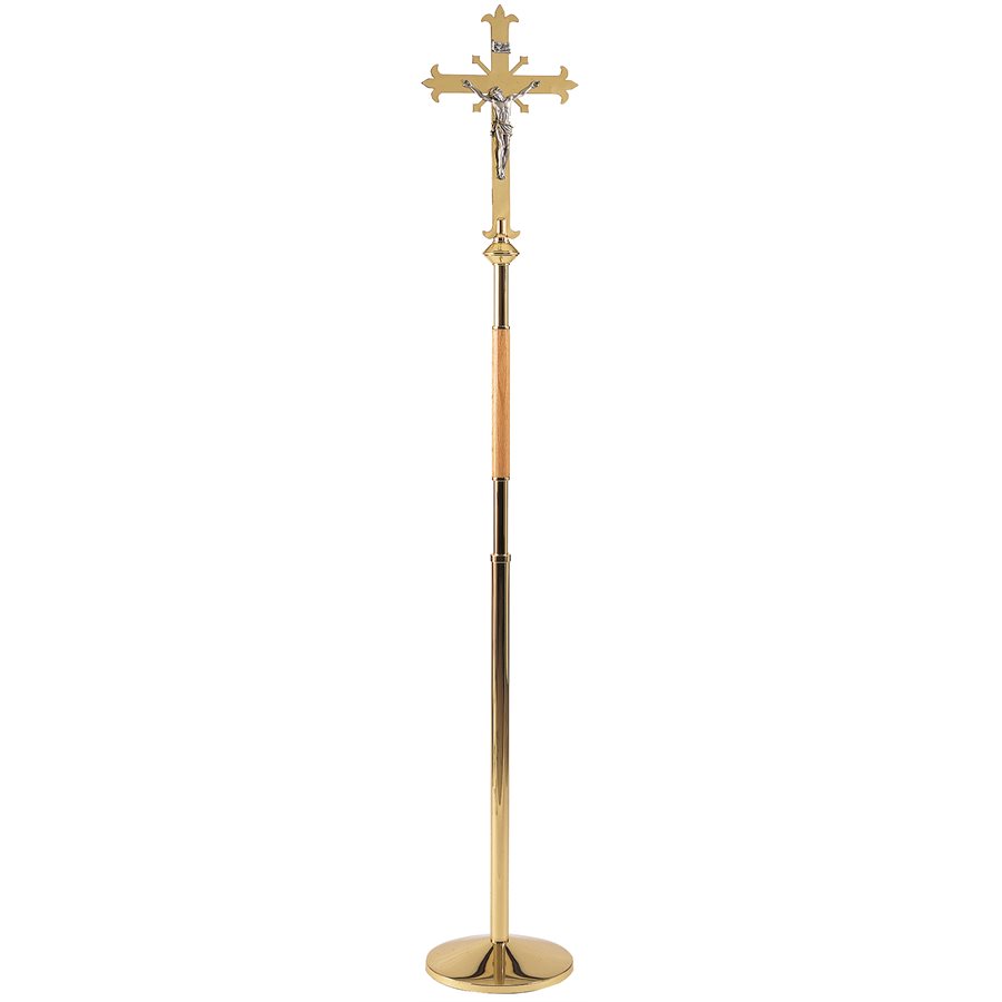 Processional Cross, fleur-de-lis design 82'' H. x 12'' base