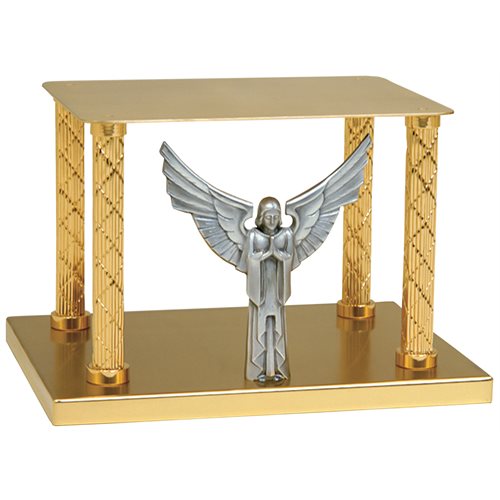 Thabor plaqué or avec ange argent 9.75'' Ht. x 10'' x 13''