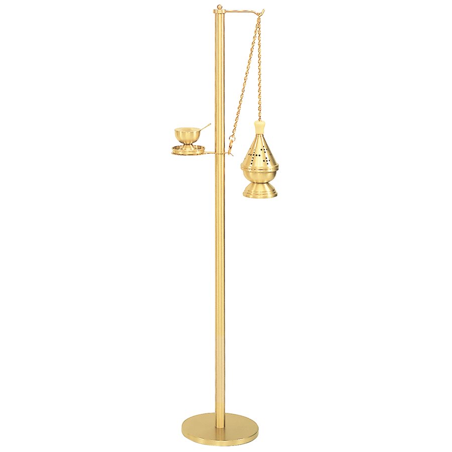 Support à encensoir en bronze satiné 50'' (127 cm) Ht