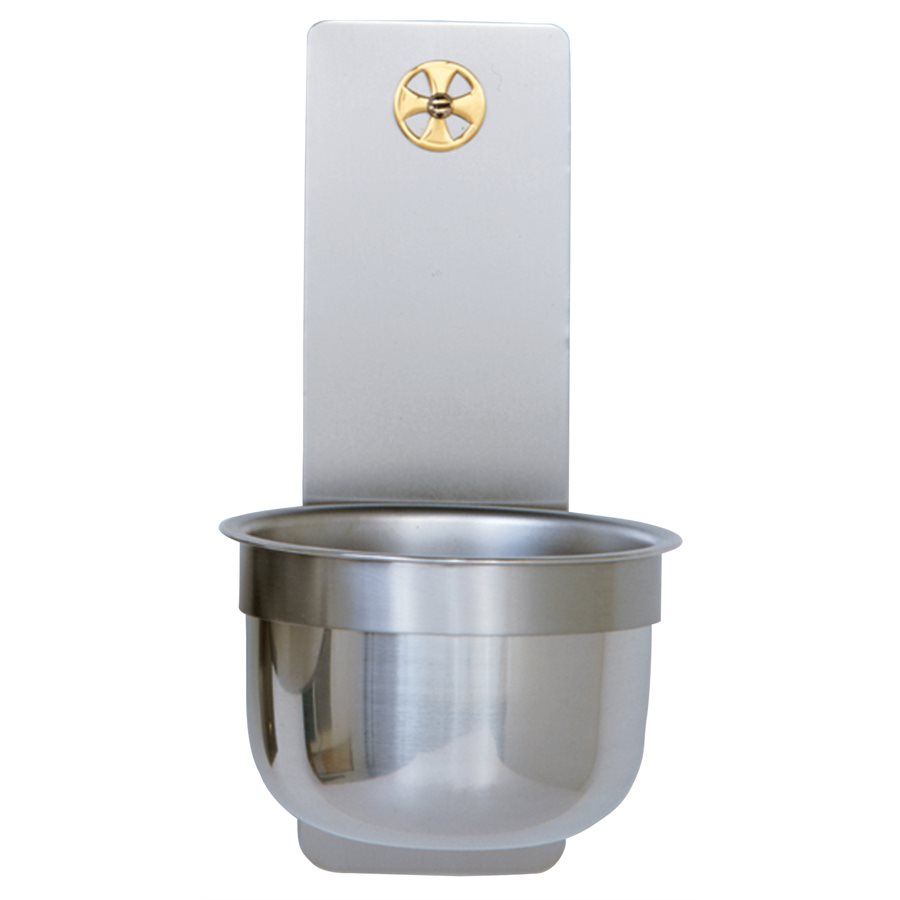 Holy Water Font Stainless Steel, 3'' x 9'' (5'' bowl)