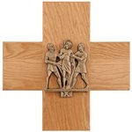 Chemin de croix en bronze sur bois 16'' x 16'', 14 stations
