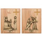 Bronze Stations of the Cross on Wood, 8'' x 10", 14 Stations