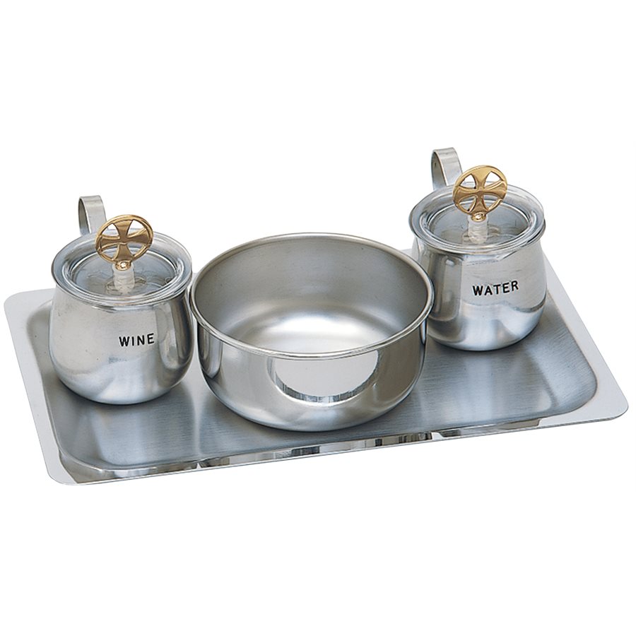 Cruet Set, Stainless Steel 4.25'' x 6.5'' x 10"