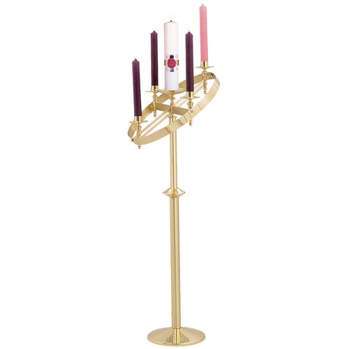 Advent Brass Wreath with Adjustable Top 48'' to 55'' bright