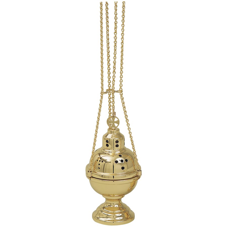 Censer and Boat polish brass, 8 5 / 8'' Ht. x 4.5'' Diam.