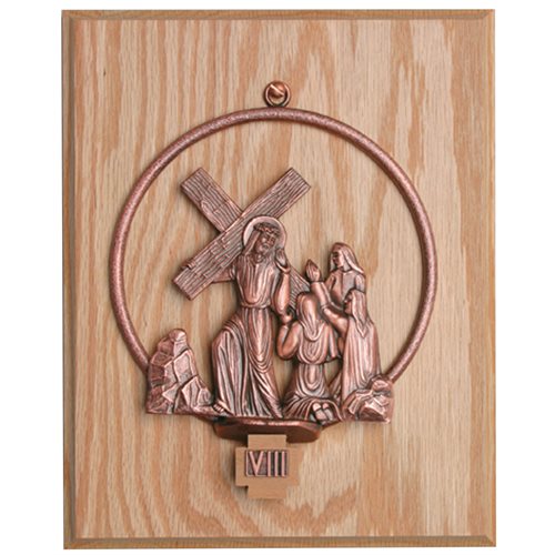 Stations of the Cross, 1-14, mounted on Oak Plaques