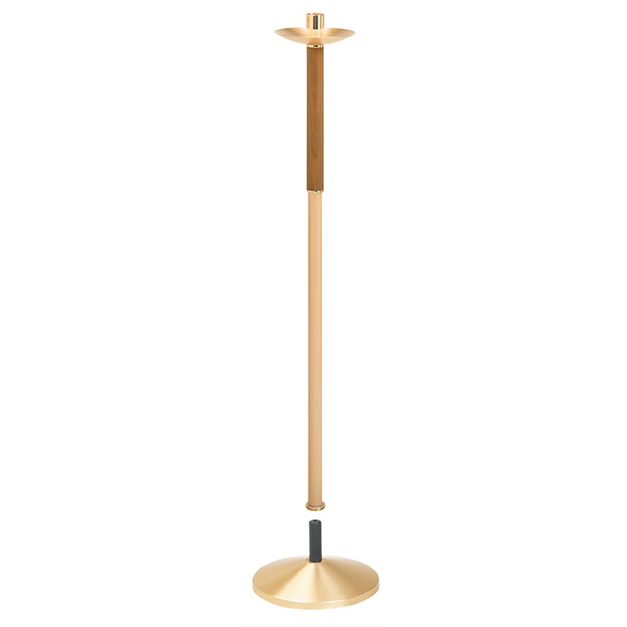 Processional Candlestick, Bronze / Walnut 42'' H.