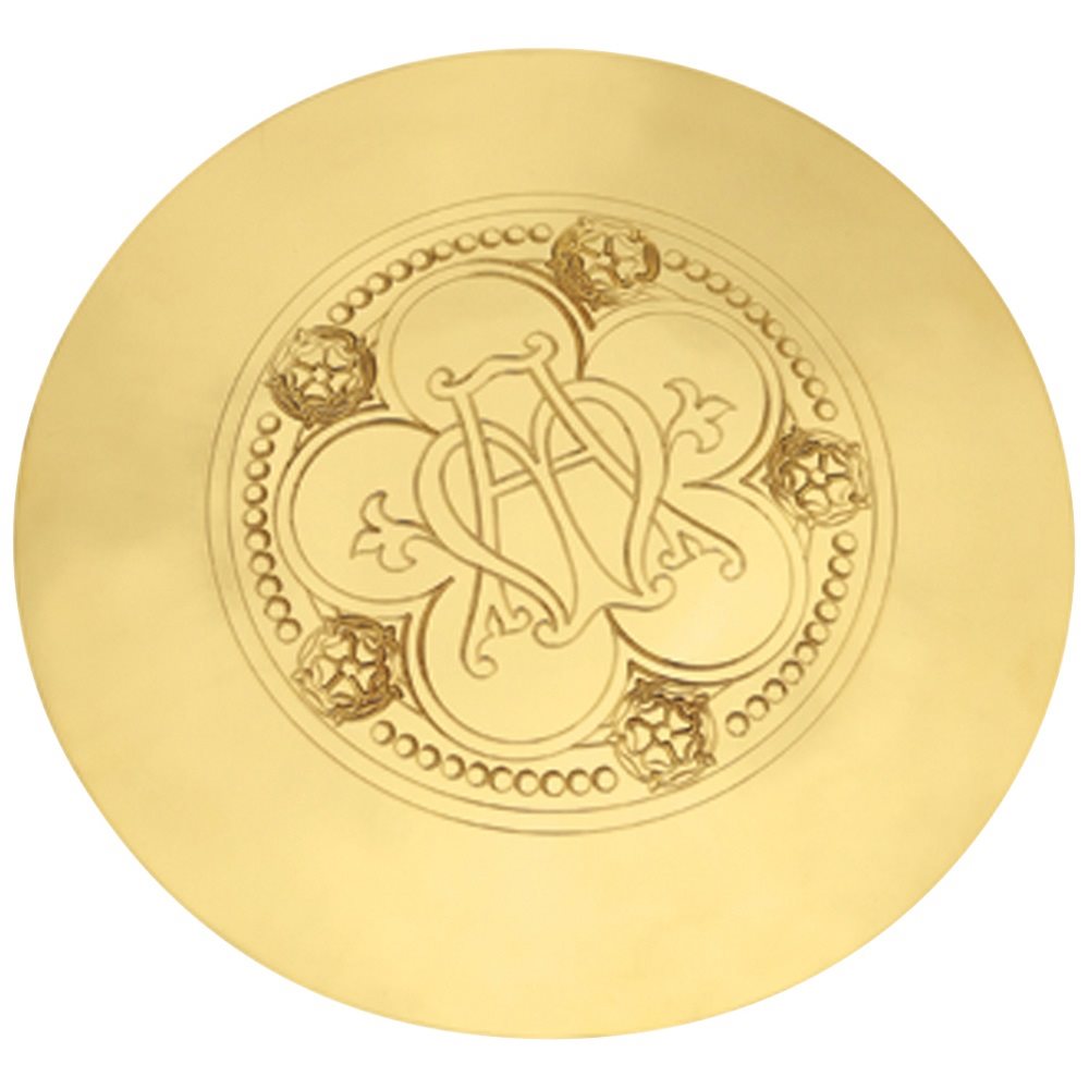 Paten, 5 3 / 4" Dia., 24K Gold Plated, Ave Maria Emblem