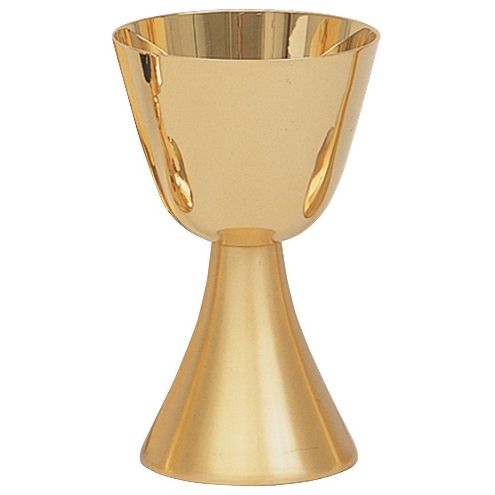 Calice et patène, 6" (15.2 cm) Ht. Plaqué Or 24K