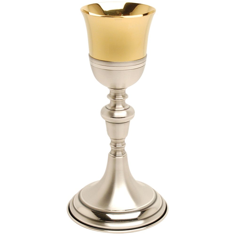 Calice 9.25" (23.5 cm) Ht., Plaqué Or & Argent 24K