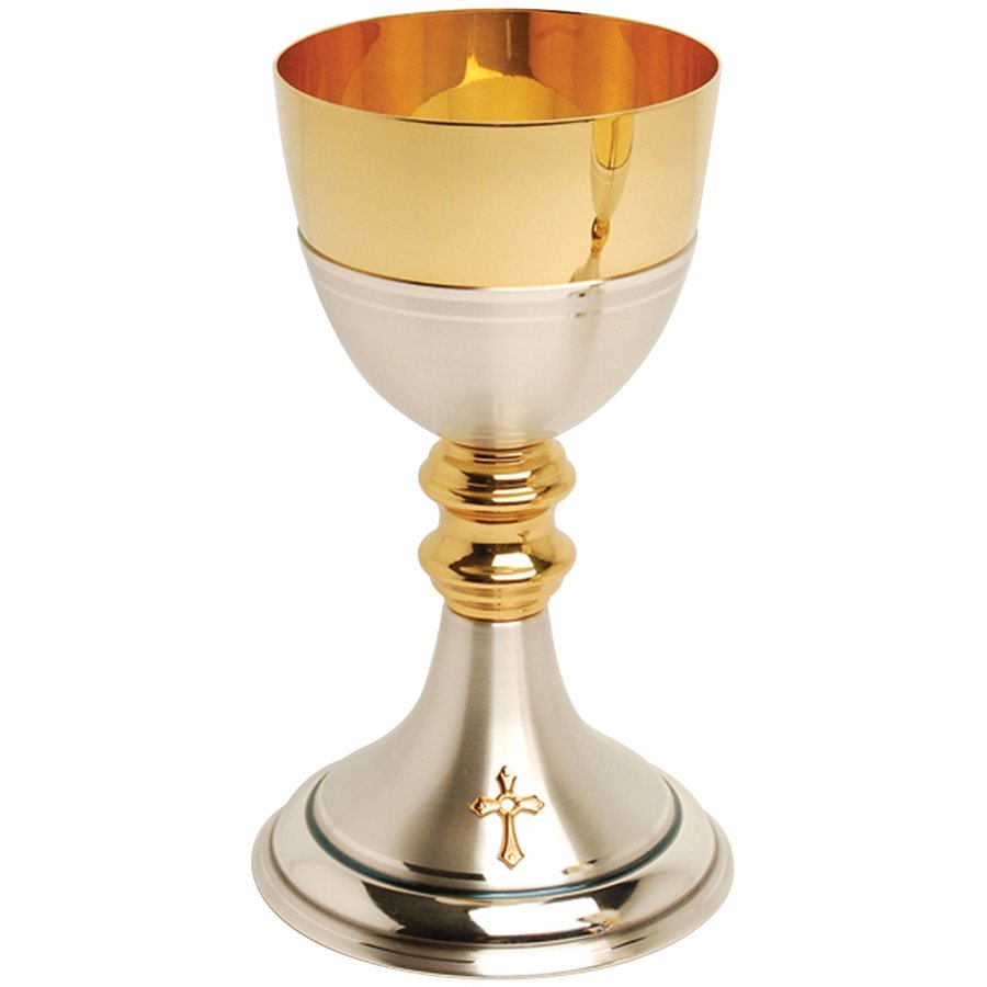 Calice 8" (20 cm) Ht., Plaqué Or & Argent 24K