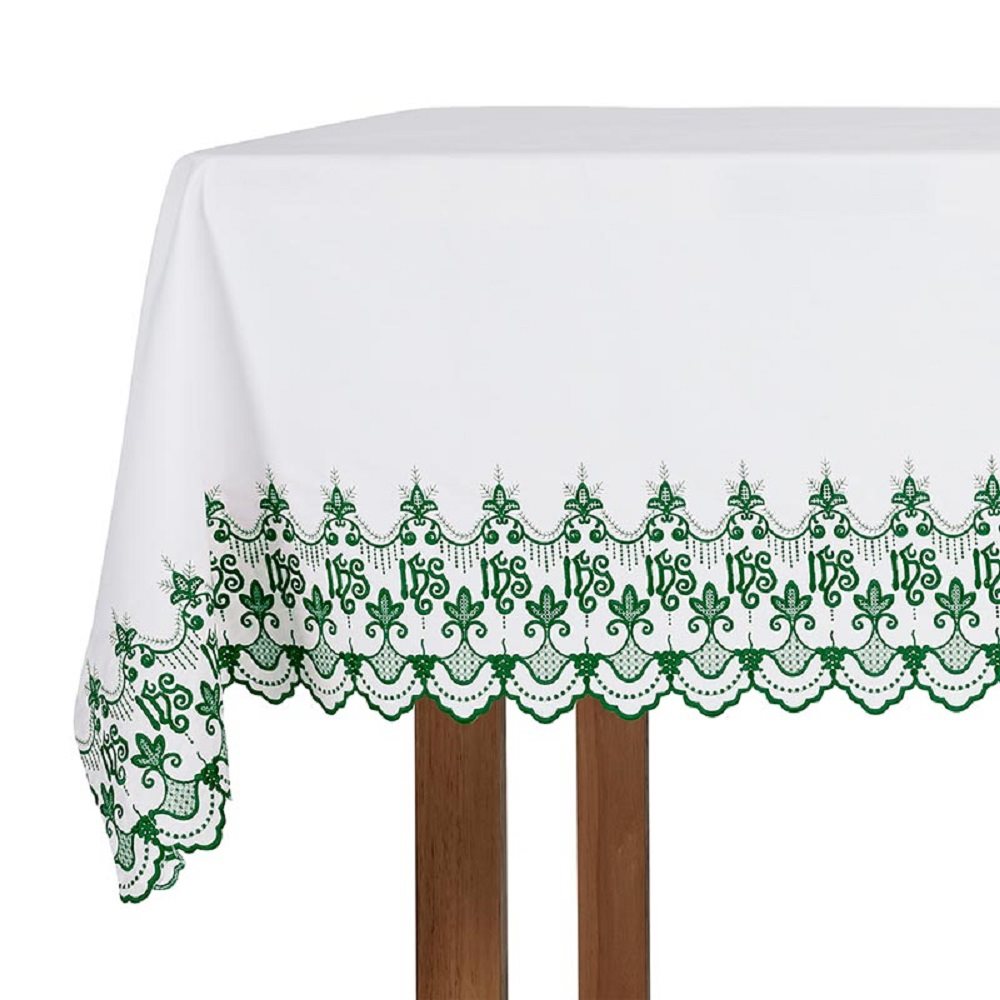 Green IHS Altar Frontal, 96" x 50"