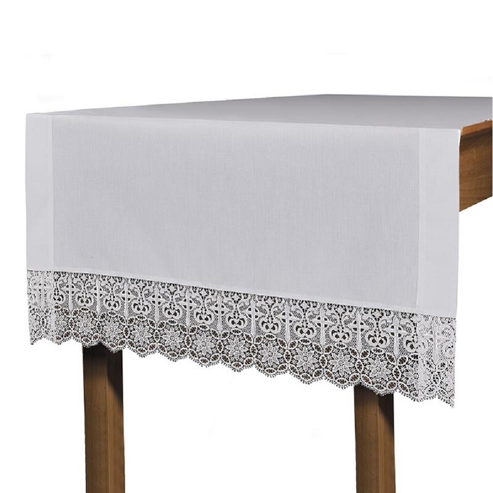 Cross Lace Trim Altar Cloth, 75" W x 28" D