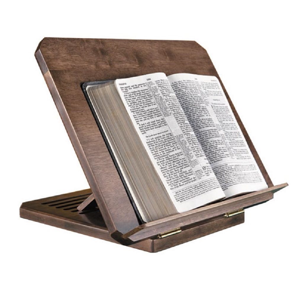 Adjustable Wood Bible Stand w / Engraved Bible Verse - Maple