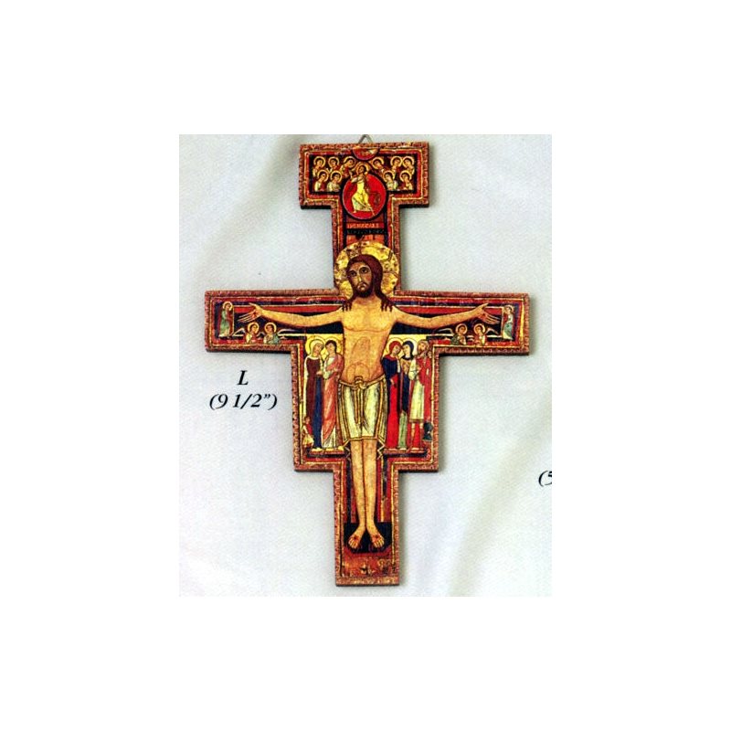 St. Damian Wood Cross, 9.5" (24 cm)