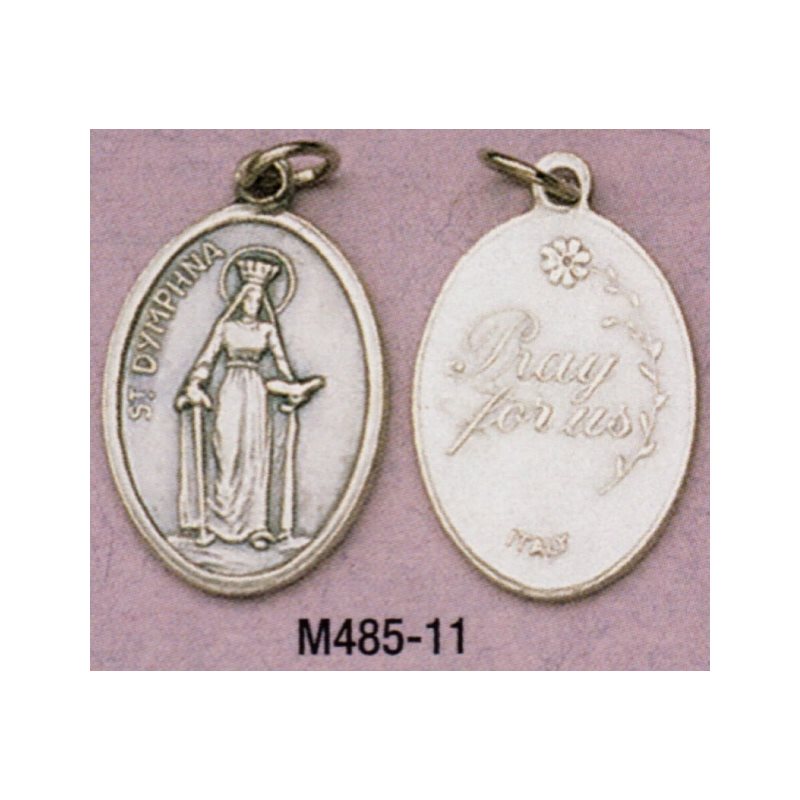 Médaille Sainte Dymphna 7 / 8" (2.2 cm) en métal oxydé