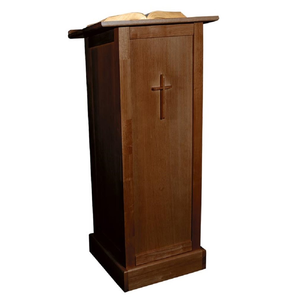 Full Lectern with Shelf - Walnut Finish