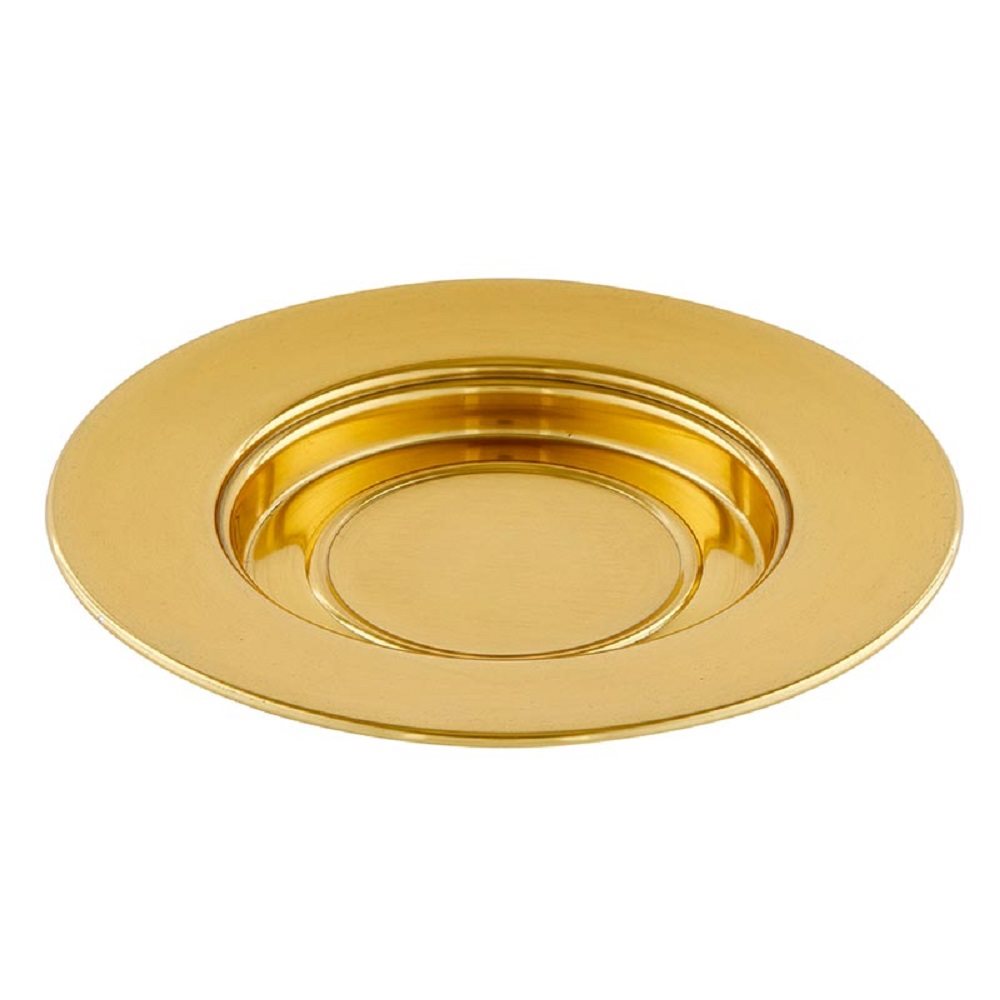 Brass-Tone Aluminum Small Bread Plate, 8" Dia.