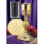 Coronation Chalice with IHS Paten & Case, 10 1 / 2" H