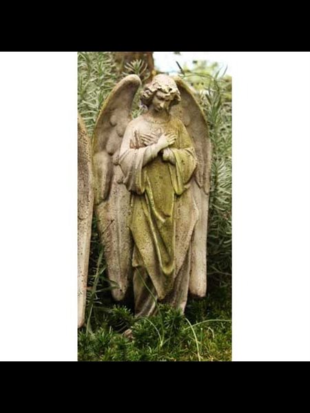 Fiber Stone Outdoor Statue Prayer of Angel (C), 18" (46 cm)