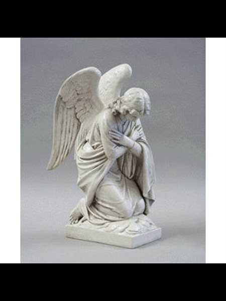 Fiberglass Kneeling Angel Arms Crossed, 28" (71 cm) Ht.