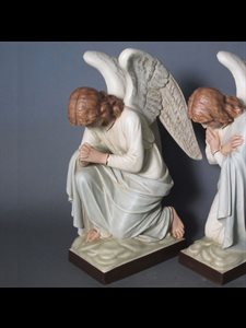 Colored Fiberglass Kneeling Angel Praying, 28" (71 cm) Ht.