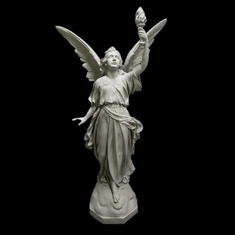 Fiberglass Angel Of Light-Left Outdoor Statue, 64" Ht