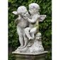 Fiber Stone Outdoor StatueTwo Cherubs Playing, 21" 53cm