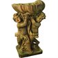 Fiber Stone Holy Water Font Twin Cherubs with Shell 36" Ht.