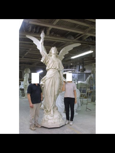 Statue Ext. Ange flambeaux droit 120" (305 cm) Ht. en FDV