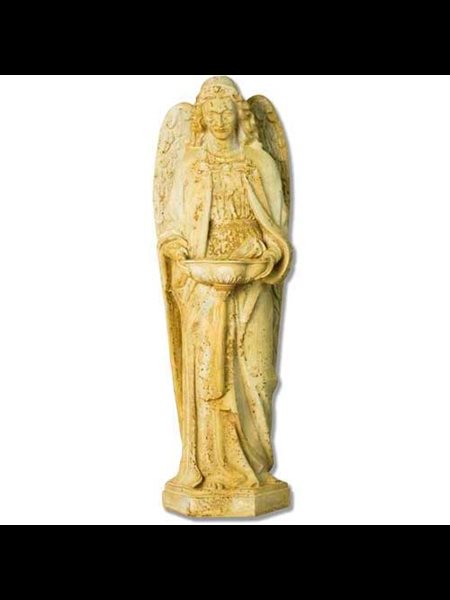 Fiber Stone Holy Water Font Angel 25" (63.5 cm) Ht.