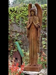 Fiber Stone Outdoor Statue Somber Angel, 40" (101.5 cm) Ht.