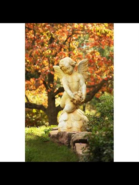 Statue Ext. Ange aux Roses 22" (56 cm) Ht. en FDV