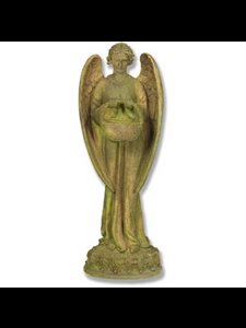 Fiber Stone Outdoor Statue Angel w / Basket, 26" (66 cm) Ht.