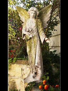 Fiber Stone Outdoor Statue Angel Flora, 38" (96.5 cm) Ht.