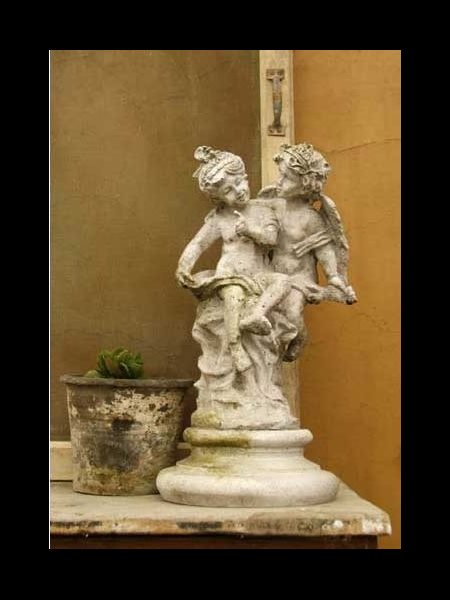 Fiber Stone Outdoor Statue Angels Sense, 17" (43 cm) Ht.
