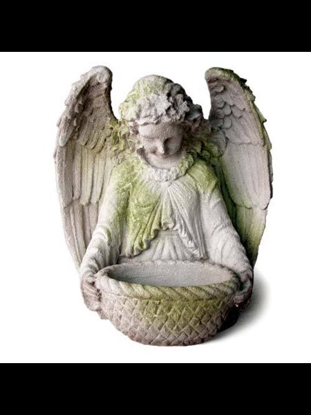 Fiber Stone Outdoor Statue Garden Angel, 15" (38 cm) Ht.