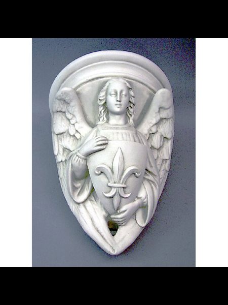 Fiberglass Angel with Fleur-De-Lis Shield, 17" (40.6 cm) Ht.