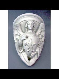 Fiberglass Angel with Fleur-De-Lis Shield, 17" (40.6 cm) Ht.