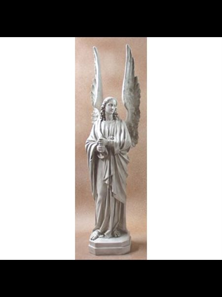 Fiberglass Cathedral Angel-Left Outdoor Statue, 89" Ht.