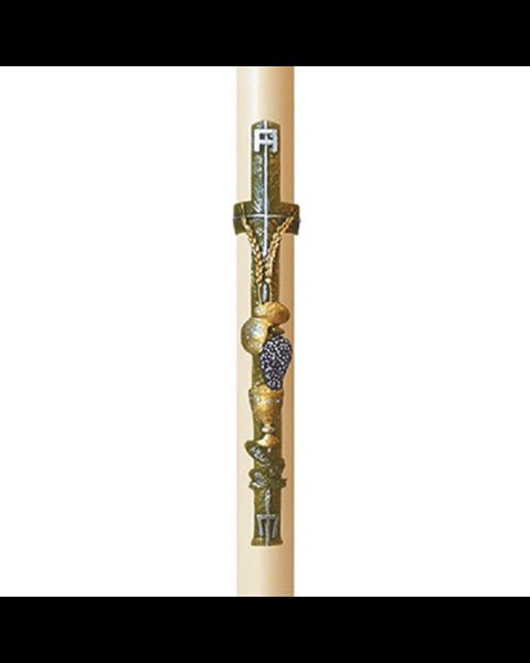 Paschal Candle 3'' x 30'' Celebration, Faith, Silver