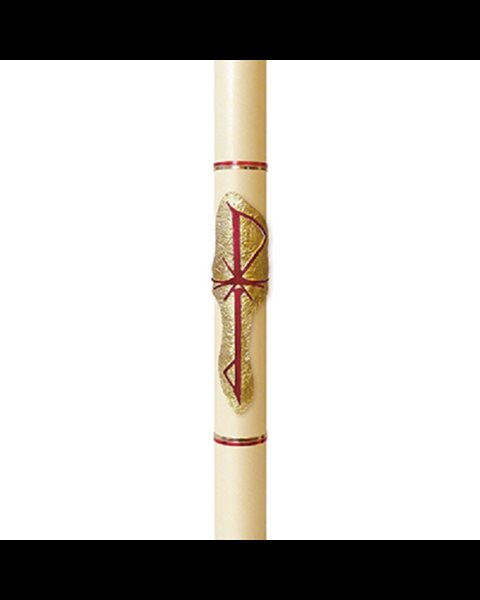 Paschal candle 3" x 30" Impression, Peace, Red